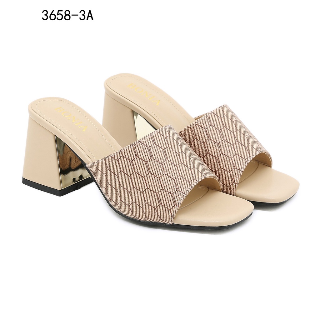 Mono Leather  Block Heels Sandals 3658-3A