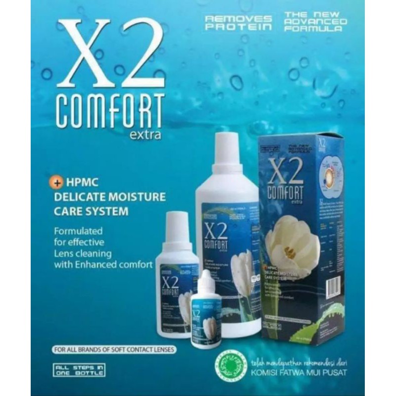 Cairan pembersih softlens X2 COMFORT 120ml/air pencuci soflen sedang/air perendam soflens travel