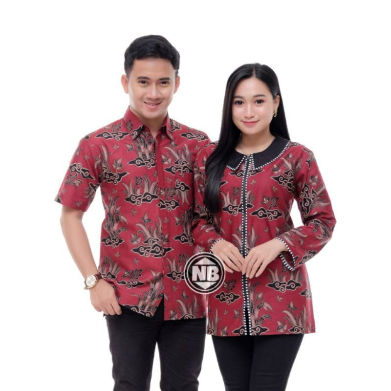 Batik Couple Modern Atasan Blouse Batik Kerja Kantor Wanita Seragam Batik M L XL XXL