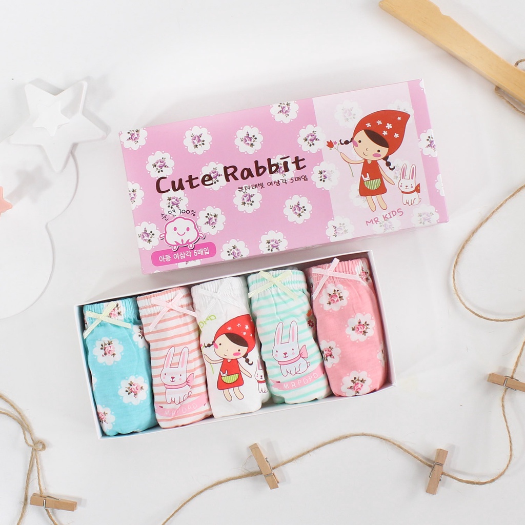 SET Celana Dalam Anak Perempuan Celana Dalam Katun Anak dengan Box Kolor Anak Perempuan Import Rabbit