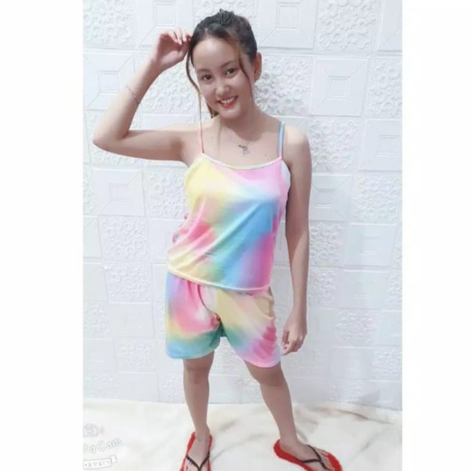 Set Setelan Hp Tank Top Tie Dye / Kepang