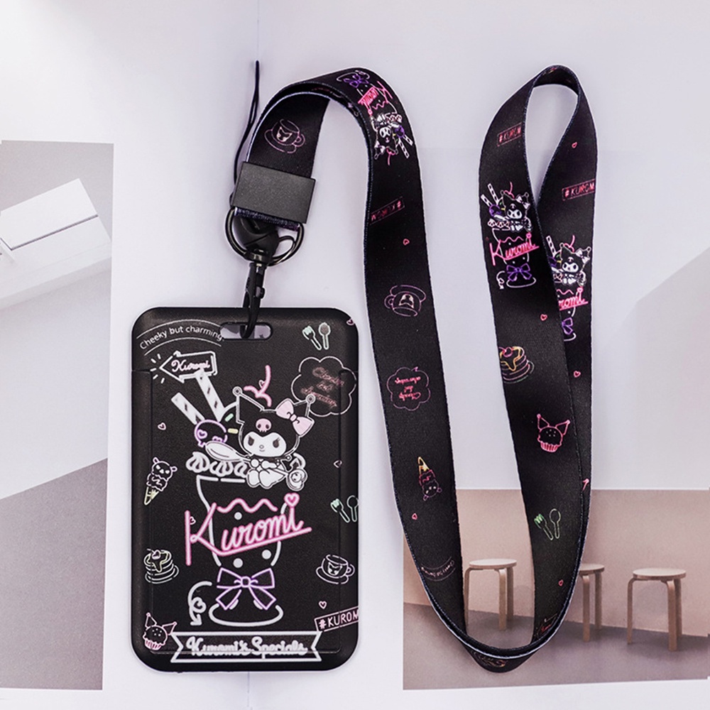 Kulomi 1pc Holder Kartu Nama Motif Kartun Dengan Tali Lanyard Panjang Untuk Sekolah