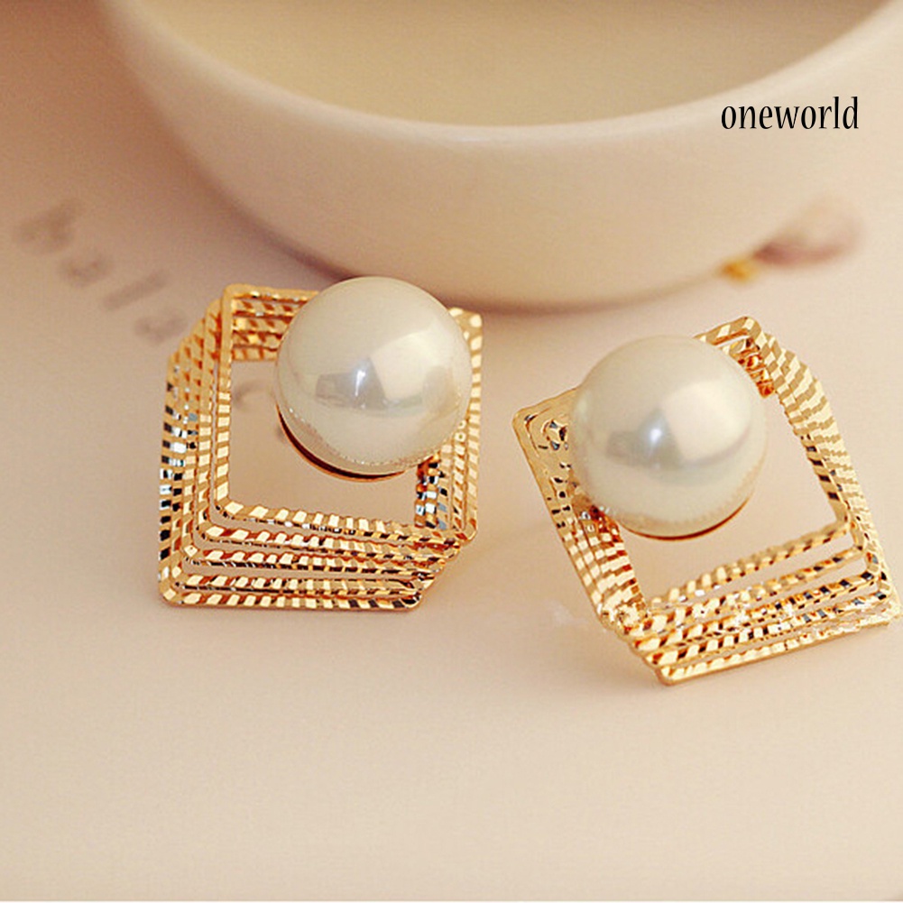 OW@ Women Fashion Multi-layer Faux Pearl Ear Studs Earrings Party Jewelry Gift