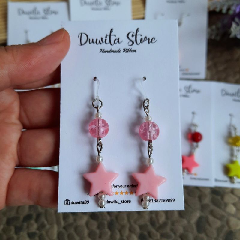 HANDMADE ANTING DEWASA KAITAN PLASTIK MOTIF STAR/BINTANG