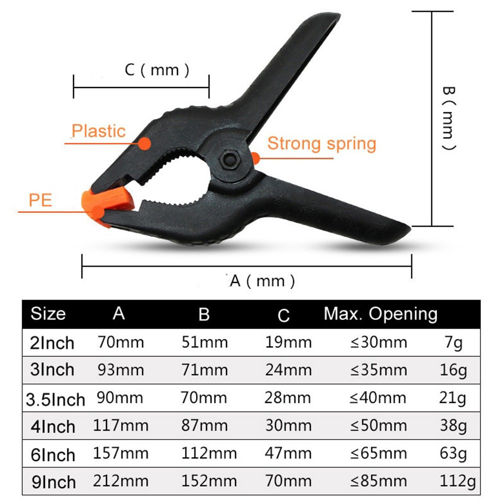 Andoer Klip Jepit Backdrop Studio Fotografi &amp; Papan Woodworking Spring Clamp 3 Inch Black Grab Medan