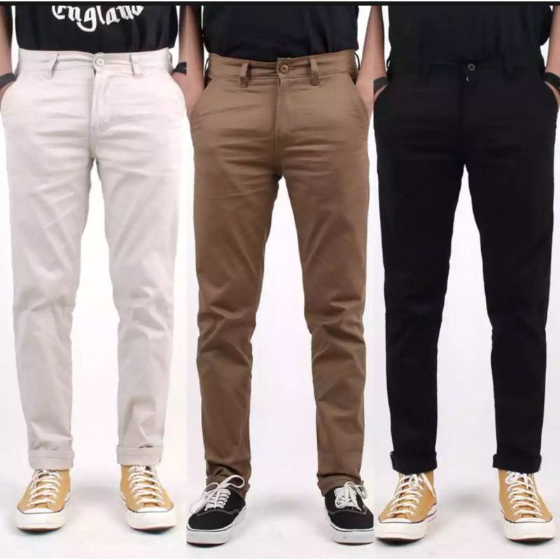 CELANA CHINO Panjang pria Slimfit KERJAHARIAN Santai Casual Formal