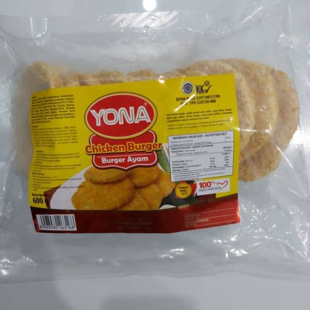 

YONA Chicken Burger 600gr