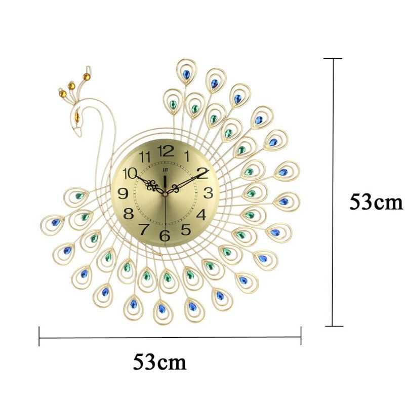 (BISA COD) RVOSTR  Jam Dinding Bulat Quartz Clock Diamond Peacock 53CM - H19