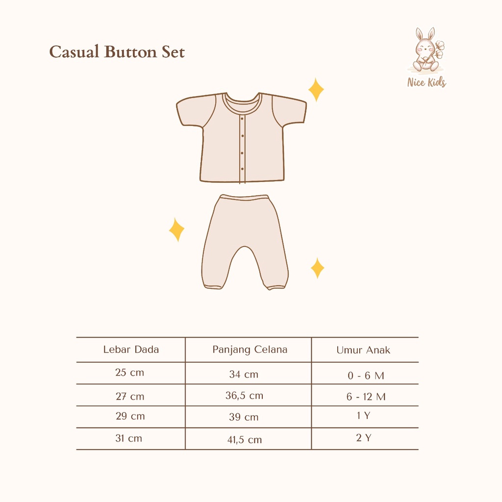 [REJECT SALE] Defect Casual Button Set Nice Kids (Setelan Anak Bayi / Setelan Bayi)
