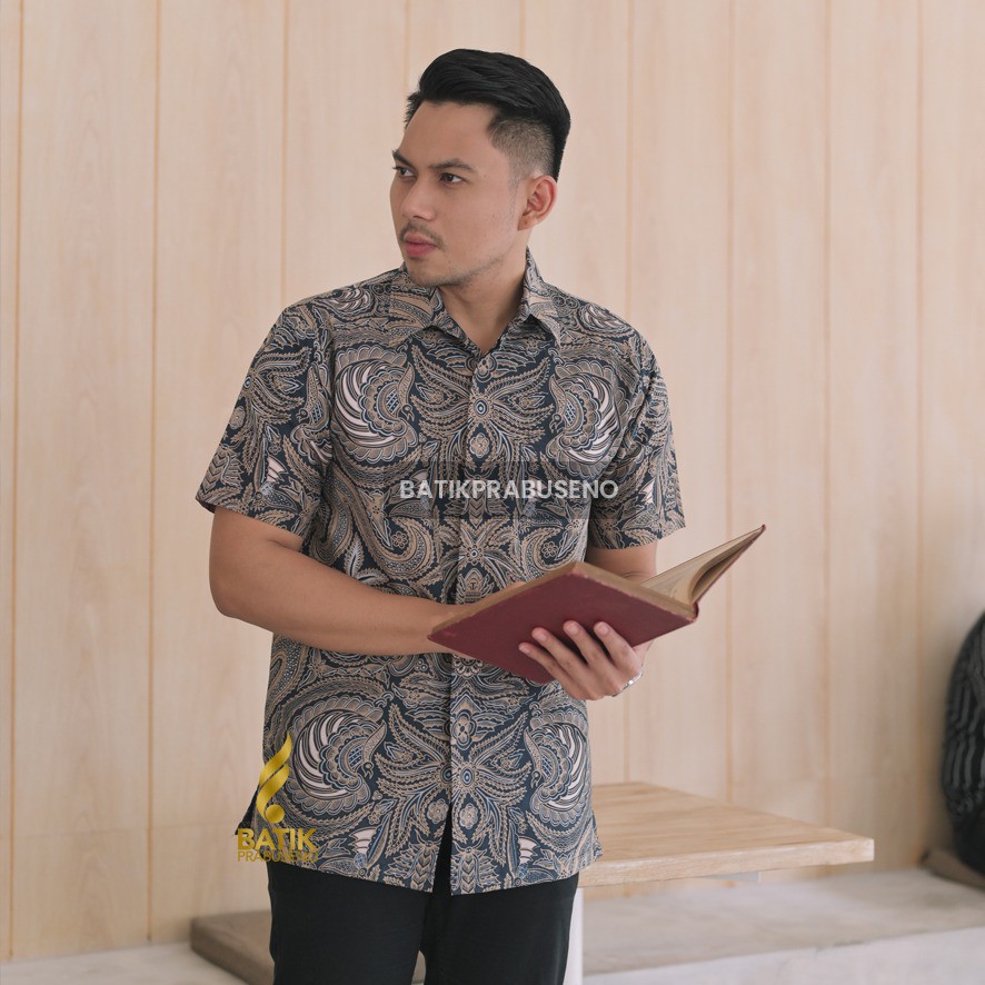 BABONAVI LENGAN PENDEK KEMEJA BATIK PRIA KAIN ATASAN COUPLE BAJU COWO COWOK JUMBO MODERN PREMIUM REG