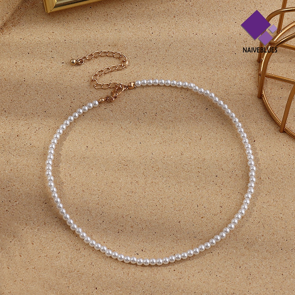 Naiveblue &gt; 44566 Pcs Kalung Choker Mutiara Imitasi Bulat Elegan Untuk Wanita