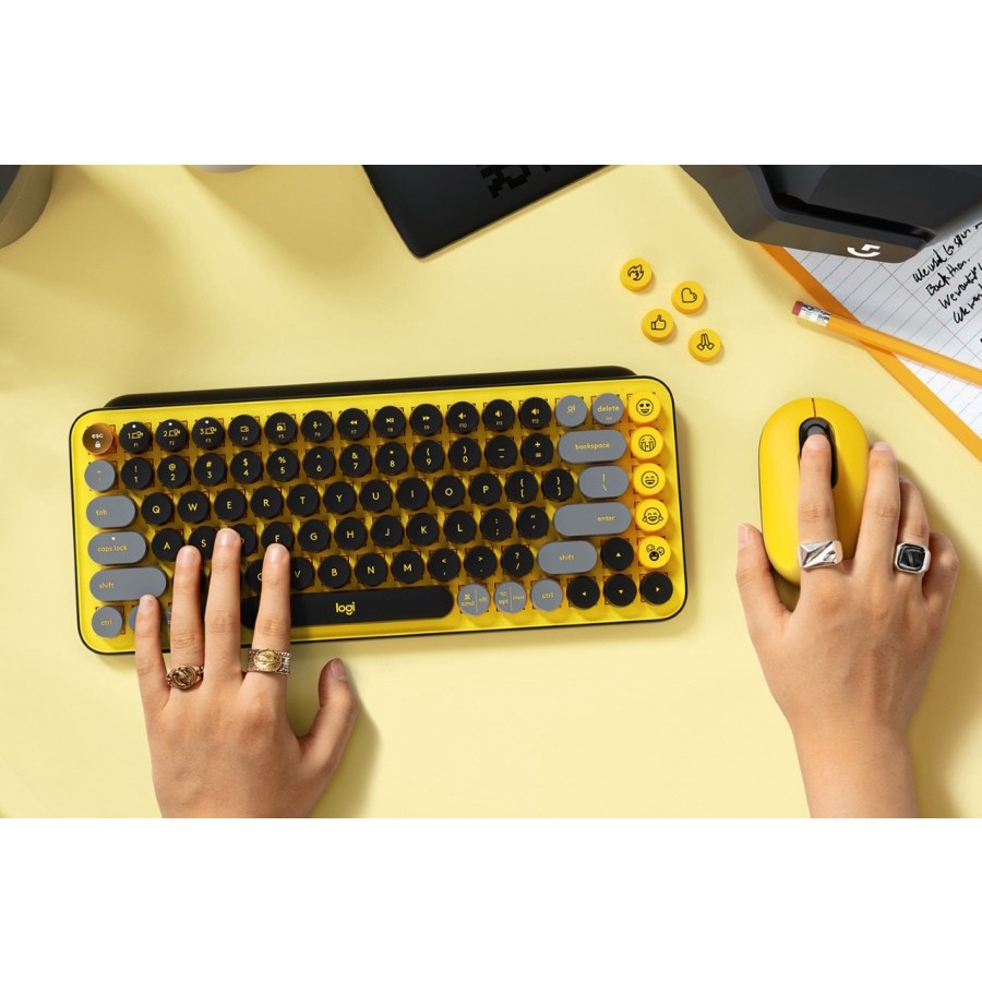 Keyboard Logitech POP Keys Wireless Mechanical Emoji Garansi Resmi