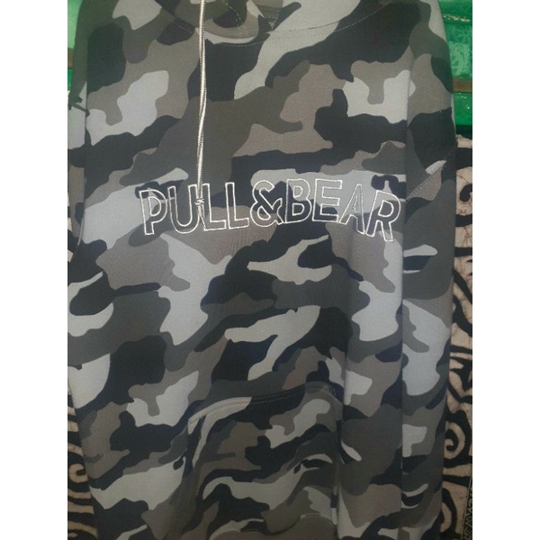 hoodie pullnbear camo grey | pnb | pull&bear | pull and bear second bekas preloved art lawas