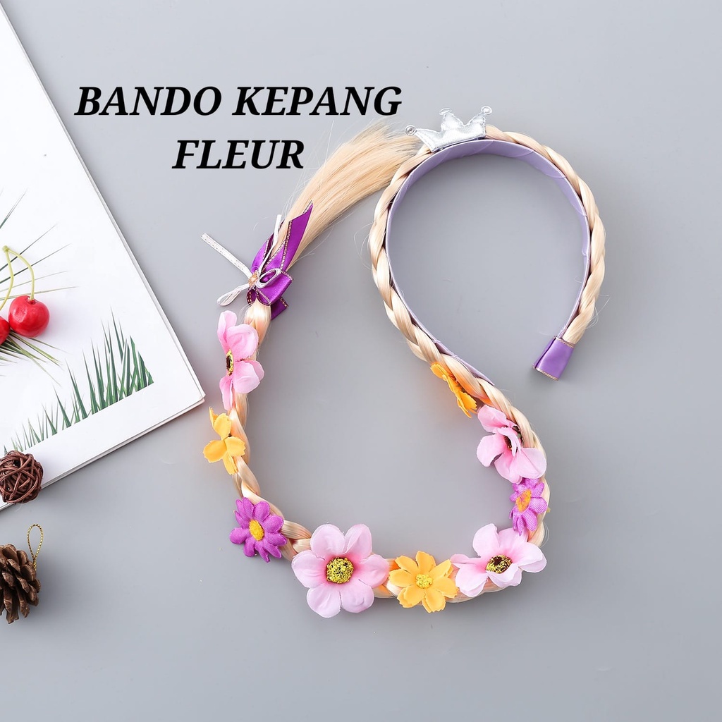 BANDO KEPANG FLEUR AKSESORIS RAMBUT BANDO BUNGA MAHKOTA PRINCESS RAPUNZEL PRINCES KOSTUM ANAK