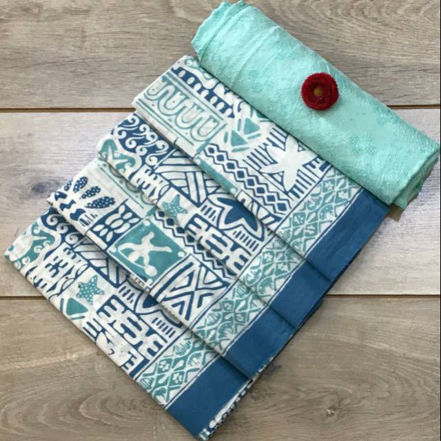 Batik cap warna pastel katun & viscose 1 set