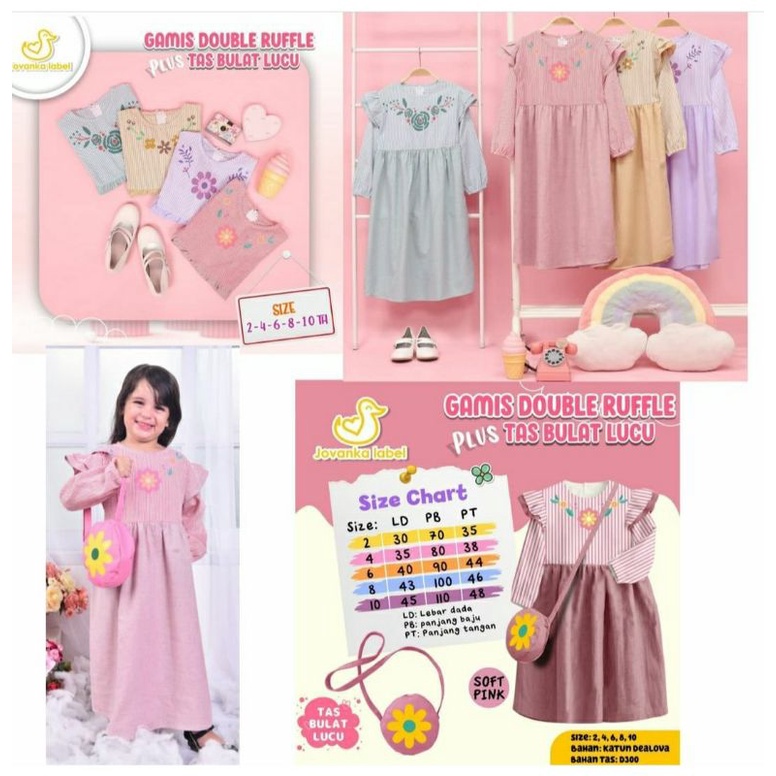 2-10Thn Gamis Anak Perempuan Double Ruffle Jovanka Label