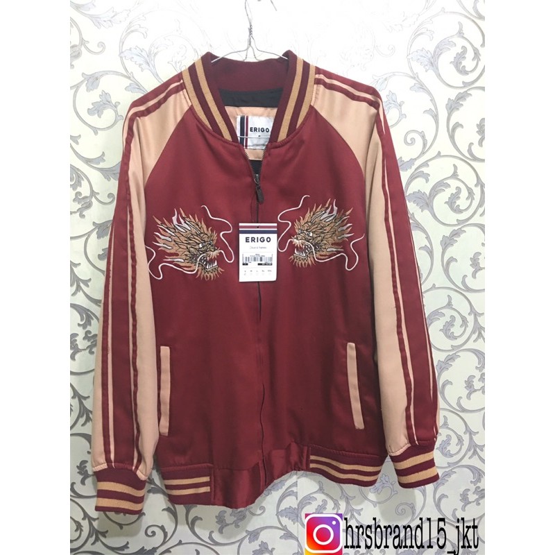 Jaket Sukajan Red Motif Dragon
