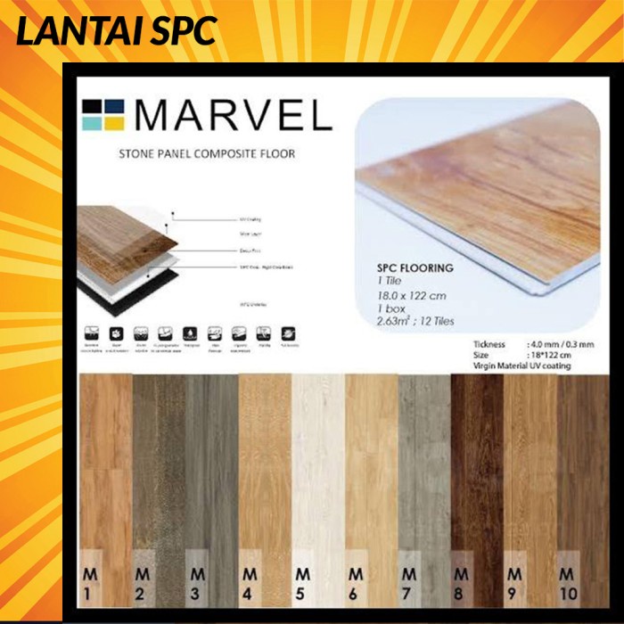 Lantai SPC Plank Motif Kayu Murah Merk Marvel Click System