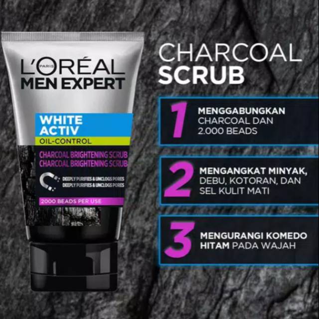 Jual Loreal Paris Men Expert White Activ Oil Control Charcoal Brightening Scrub 100 Ml Shopee 1551