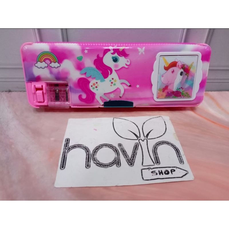 kotak pensil ada kalkulator/pencil case KALKULATOR/TEMPAT PENSIL MAGNET KALKULATOR-UNICORN makal
