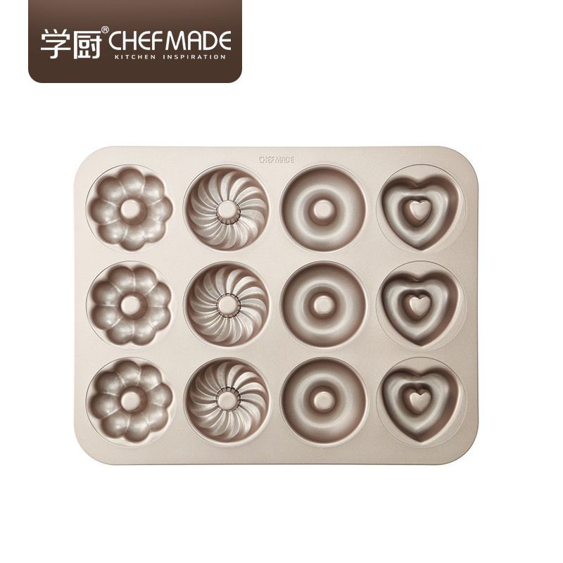 chefmade 12cups 4shapes doughnut bake pan wk9288 / loyang donat