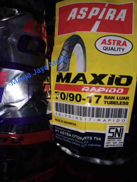 Ban tubeless Maxio Rapido 70/90-17 for supra x 125/helm in/jupiter mx/vega/vega zr/mx-king/cs1/Revo