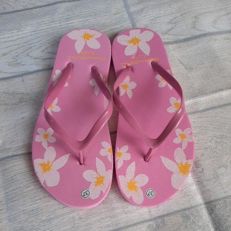 SANDAL WANITA JEPIT SPON MOTIF BUNGA BEAUTIFUL LIFE