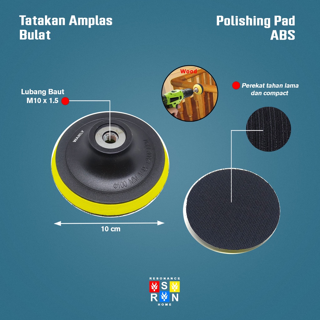 Tatakan Amplas Velcro 4 Inci l Pad Perekat Amplas Kasar l Gerinda Tangan Resonance Home