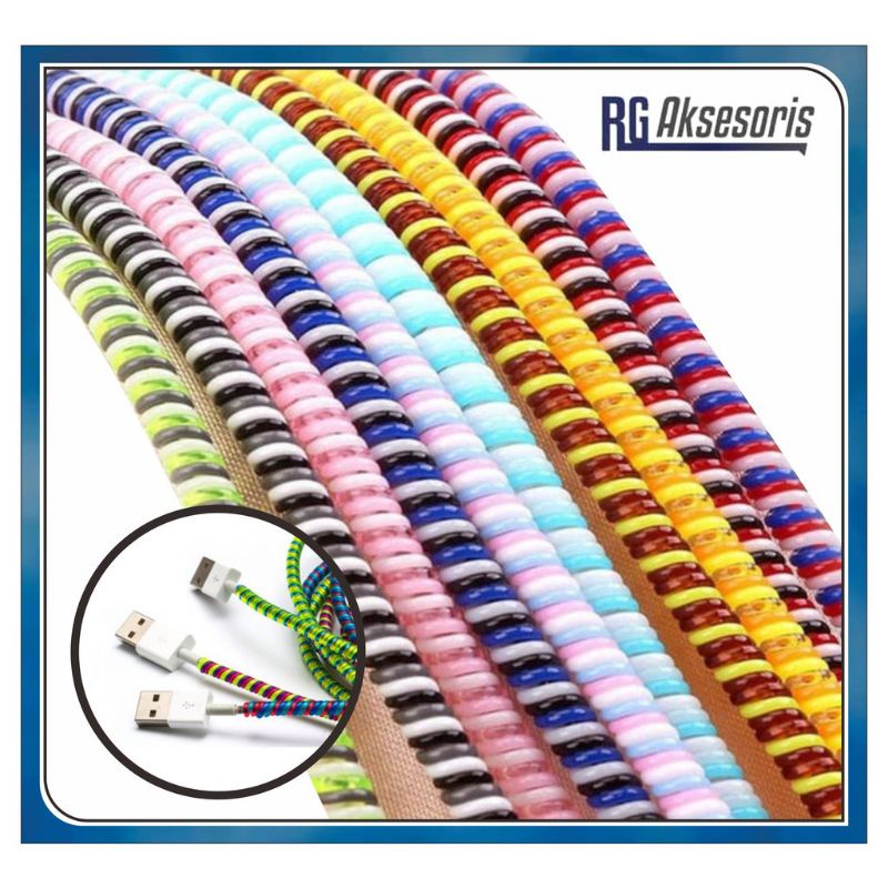 PELINDUNG KABEL WARNA WARNI / CORD PROTECTOR SPIRAL 3 TONE MURAH