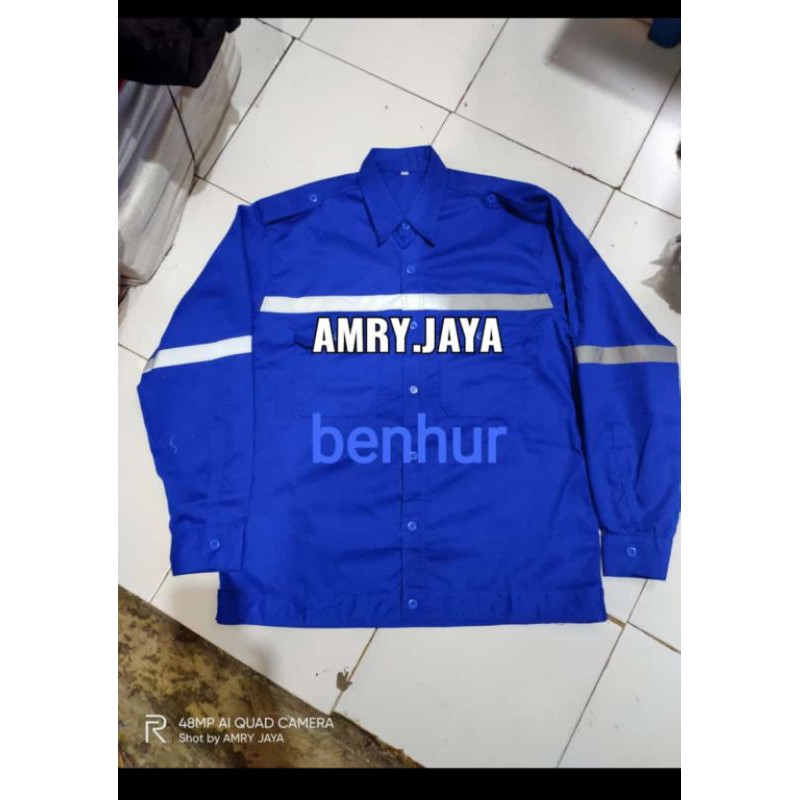 BAJU SAFETY/PROYEK/KERJA LENGAN PANJANG SUDAH TERMASUK BED K3 DAN BENDERA ( AMRY JAYA SURABAYA )