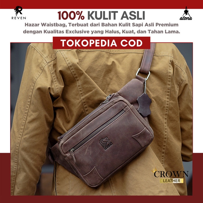 PROMO BISA COD TAS SELEMPANG PRIA Tas Selempang Slingbag Pria Reven Hazar Waistbag Original Kulit Sa