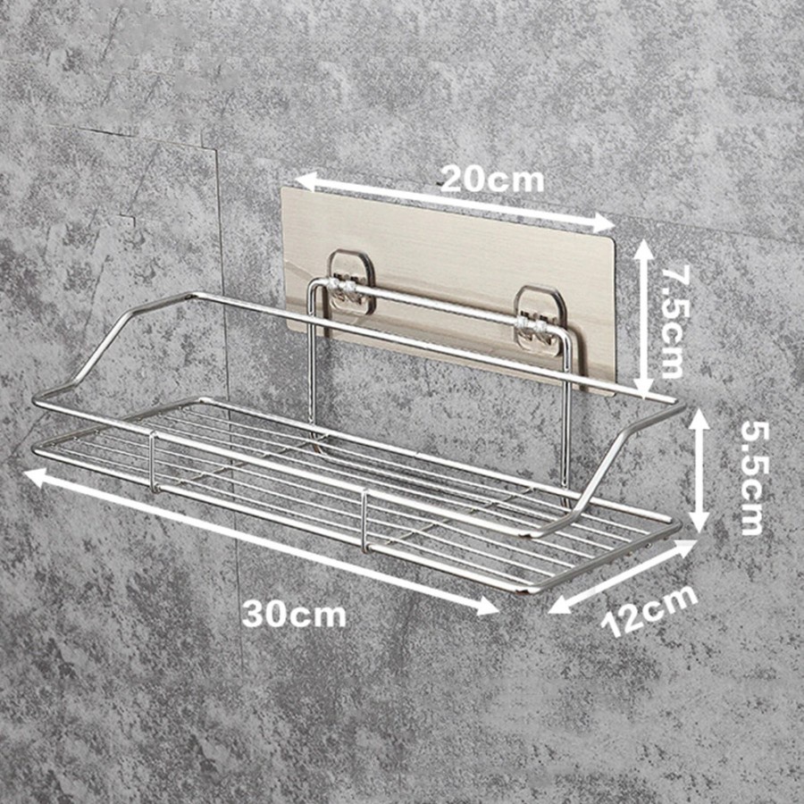 Rak Gantung Kamar Mandi Bathroom Organizer Rack Stainless W21 - SIlver