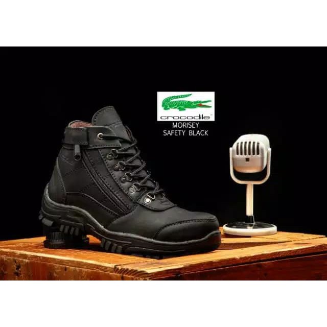 Sepatu Boots Safety Crocodile Morisey Kerja Hitam