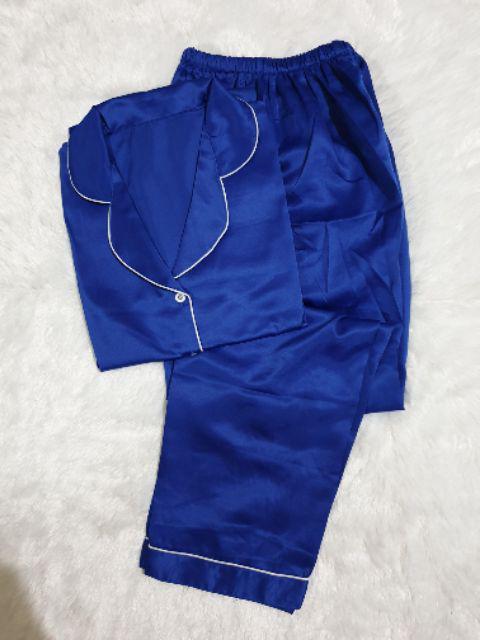 Baju Tidur Piyama Pajamas Wanita/Cewek Satin Silky Velvet Cantik Simple Wanita Dewasa Full Kancing-CP BENHUR