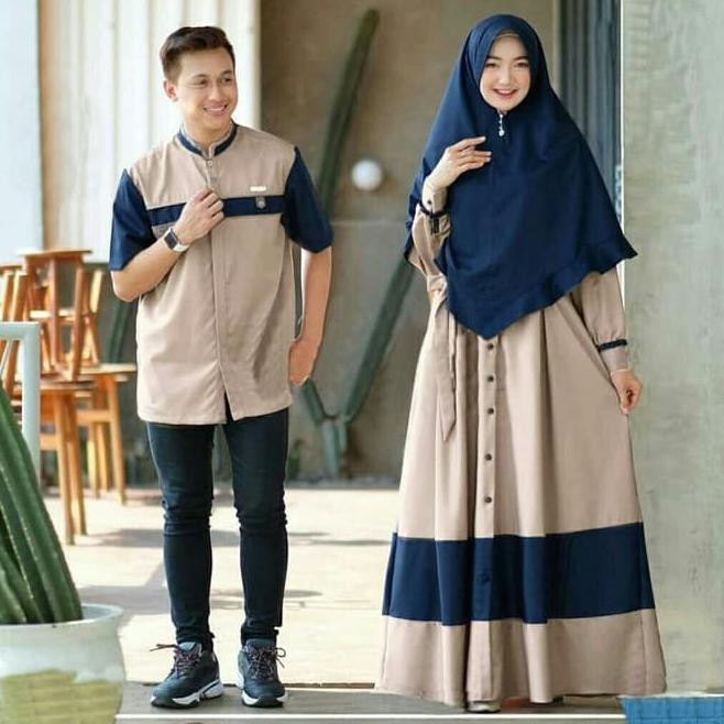 Spesial- Baju Couple Huma Mocca Gamis Sepasang Baju Kondangan Pasangan Cwe Cwo