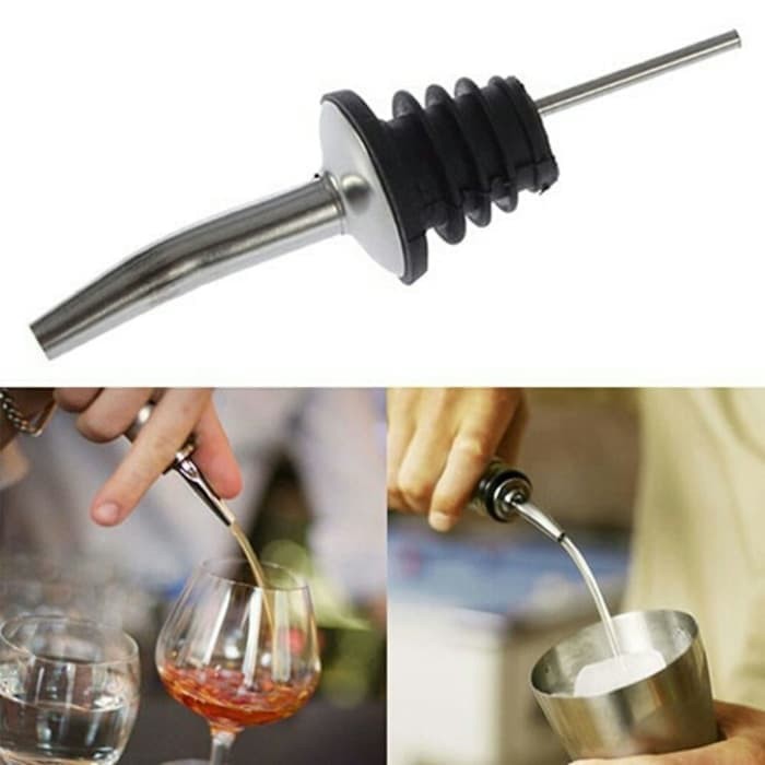 Wine Pourer Stainless Steel Rubber - liquor spirit pourer 2368