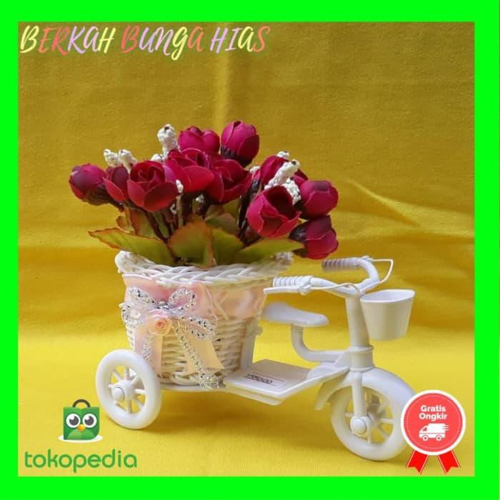 Sepeda Mini -Sepda pot-bunga plastik-hiasan meja-pot unik-bunga hias