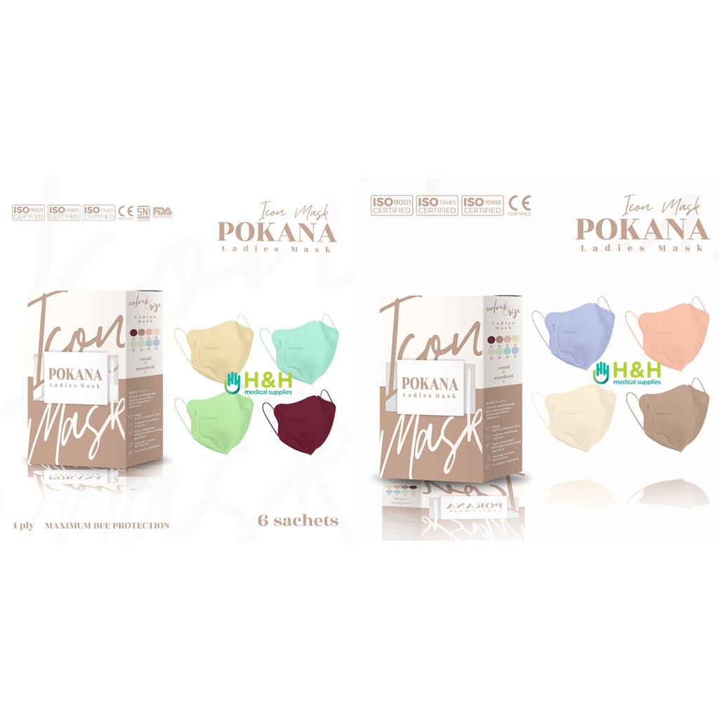 Masker Pokana 4PLY Medis / Masker Pokana Icon Ladies Mask / Icon Mask Pokana Ladies Mask 4 Ply / Masker bedah / masker kesehatan / masker medis / masker kn95 medis