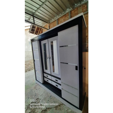 almari pakaian sliding 4 pintu