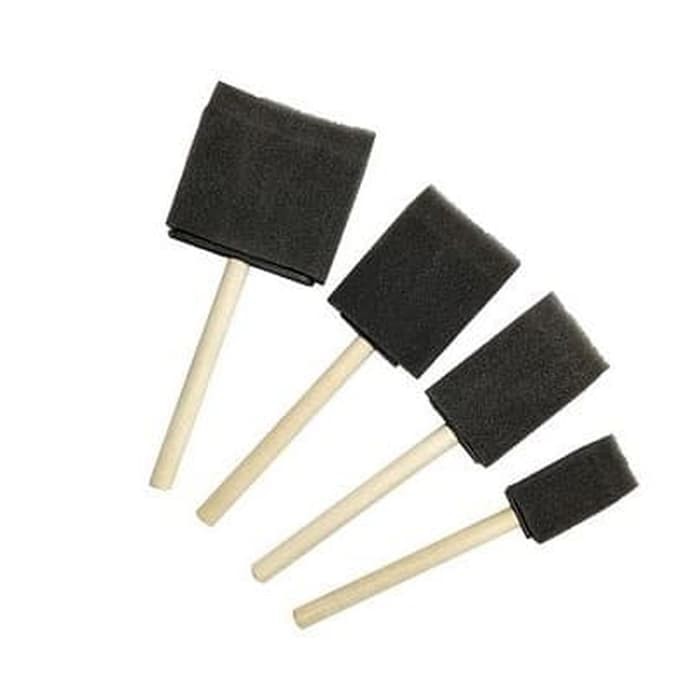 Foam Brush - Kuas Busa Hitam Gagang Kayu