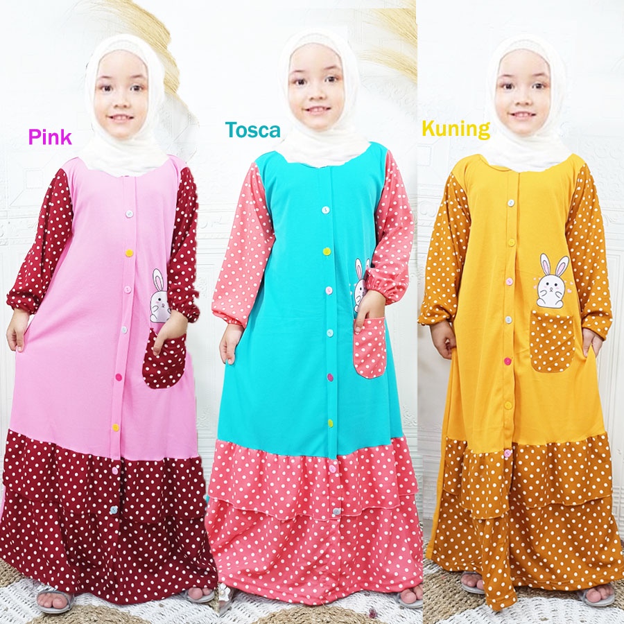 PEVITA ANAK ONDE POLKADOT DRESS GAMIS 2-12tahun GL FASHION