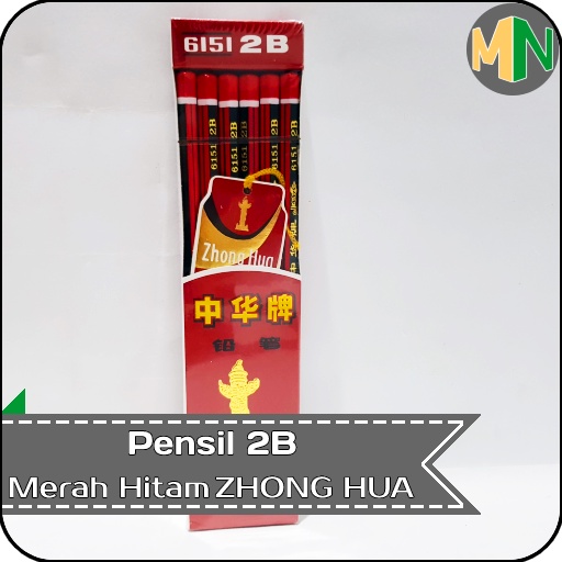 Pensil 2B Merah Hitam Pensil Komputer ZHONG HUA 6151