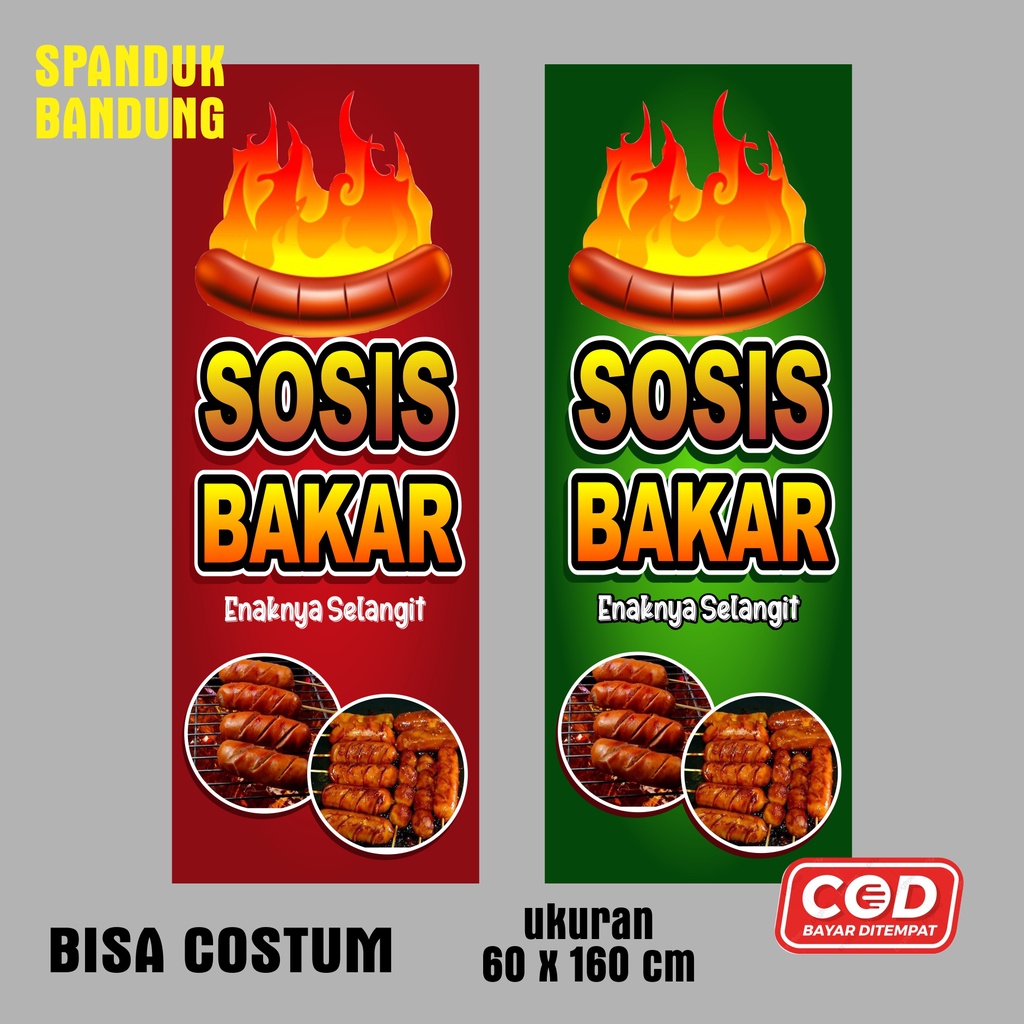 SPANDUK SOSIS BAKAR / BANNER SOSIS BAKAR uuran 60 x 160 cm / banner sosis