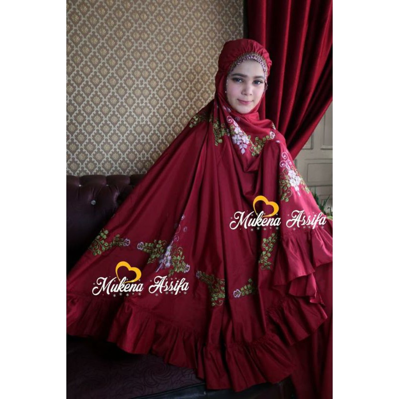 Mukena bordir padang rimpel standar maron 01