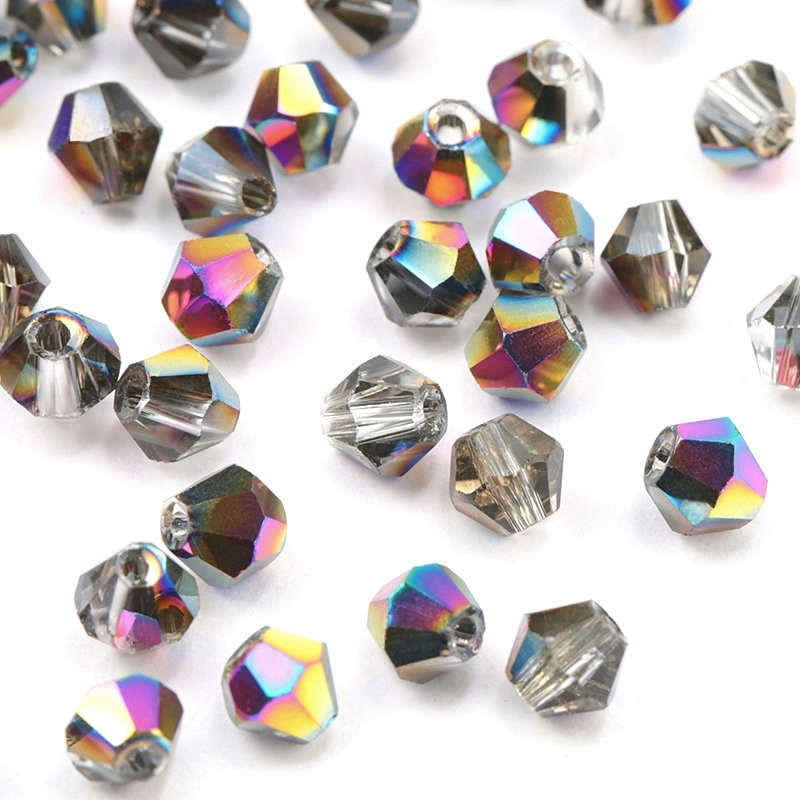 120 pcs Shiny AB warna 4mm Kristal Bicone Beads Glass Beads Longgar Spacer Beads