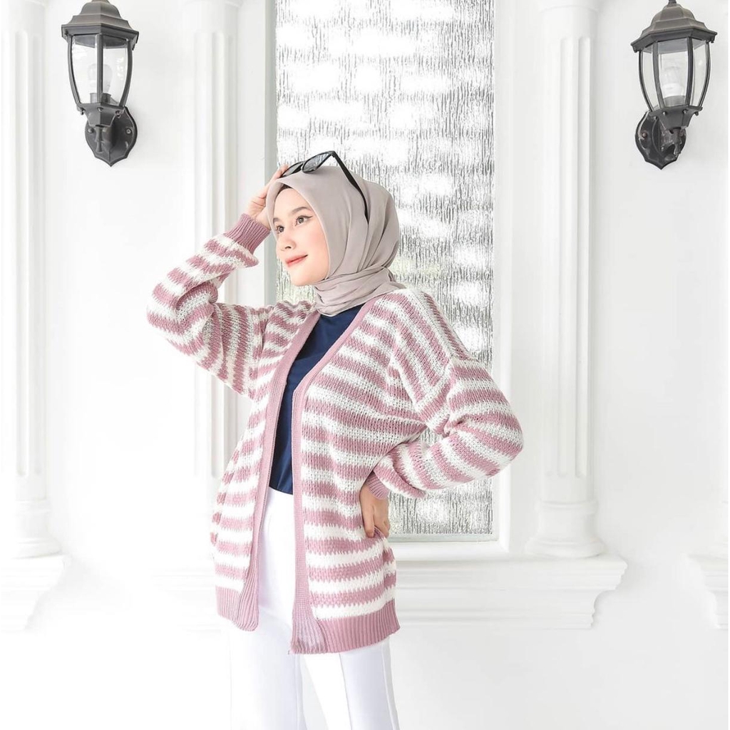 ZAHRA - Cardigan Wanita Rajut Halus Tribal OZZA BLASTER CARDY