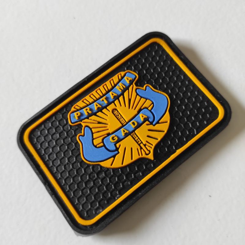 PATCH RUBBER LOGO GADA PRATAMA SECURITY SATPAM/TEMPELAN EMBLEM KARET PEREKAT VELCRO