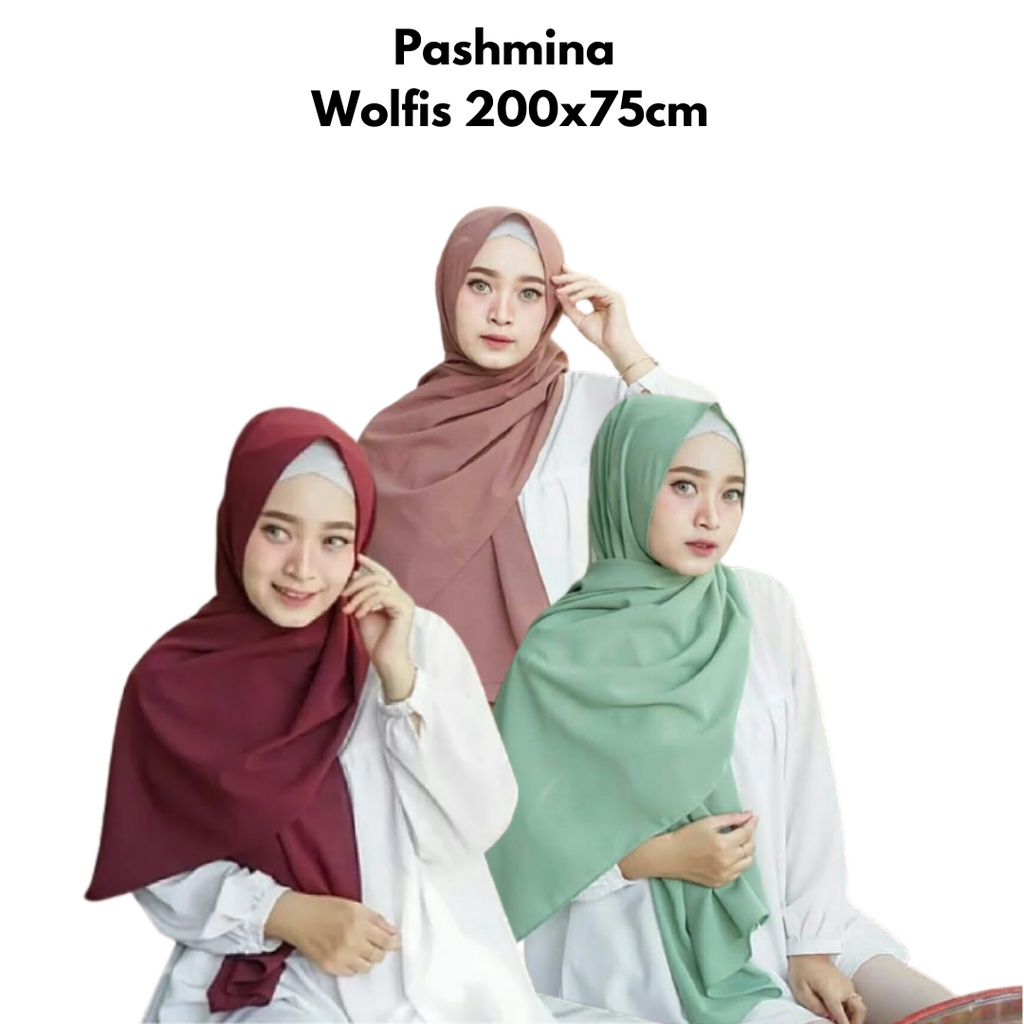 Pashmina Wolfis Nissa Sabyan 200x75cm / Jilbab Hijab Kerudung Pasmina Nissa Sabyan