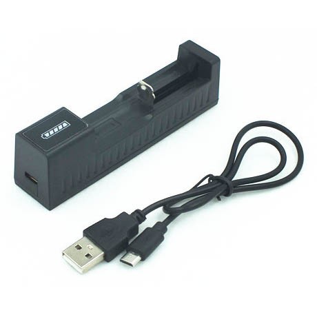 Charger Baterai Via USB Universal Full Self Stop 18650 26550 1 Slot