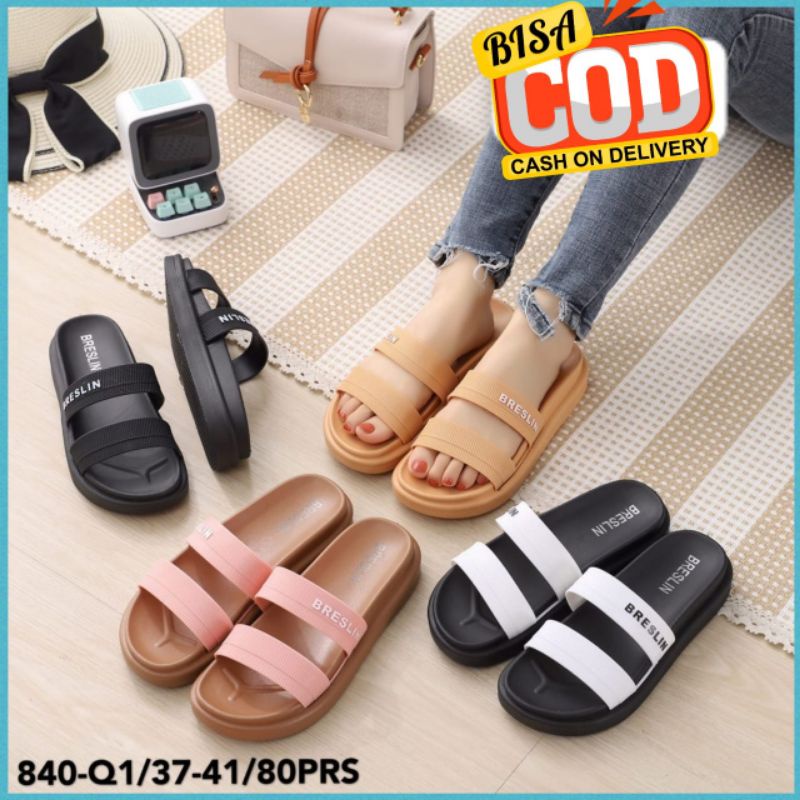 Sandal Jelly Wanita Selop Ban Dua Breslin Import 840